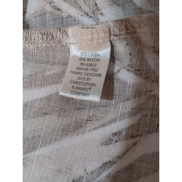 NEW Christopher&Banks Linen Blend Open Jacket XL Loose Flowy Tan Neutrals Plants - Picture 6 of 8
